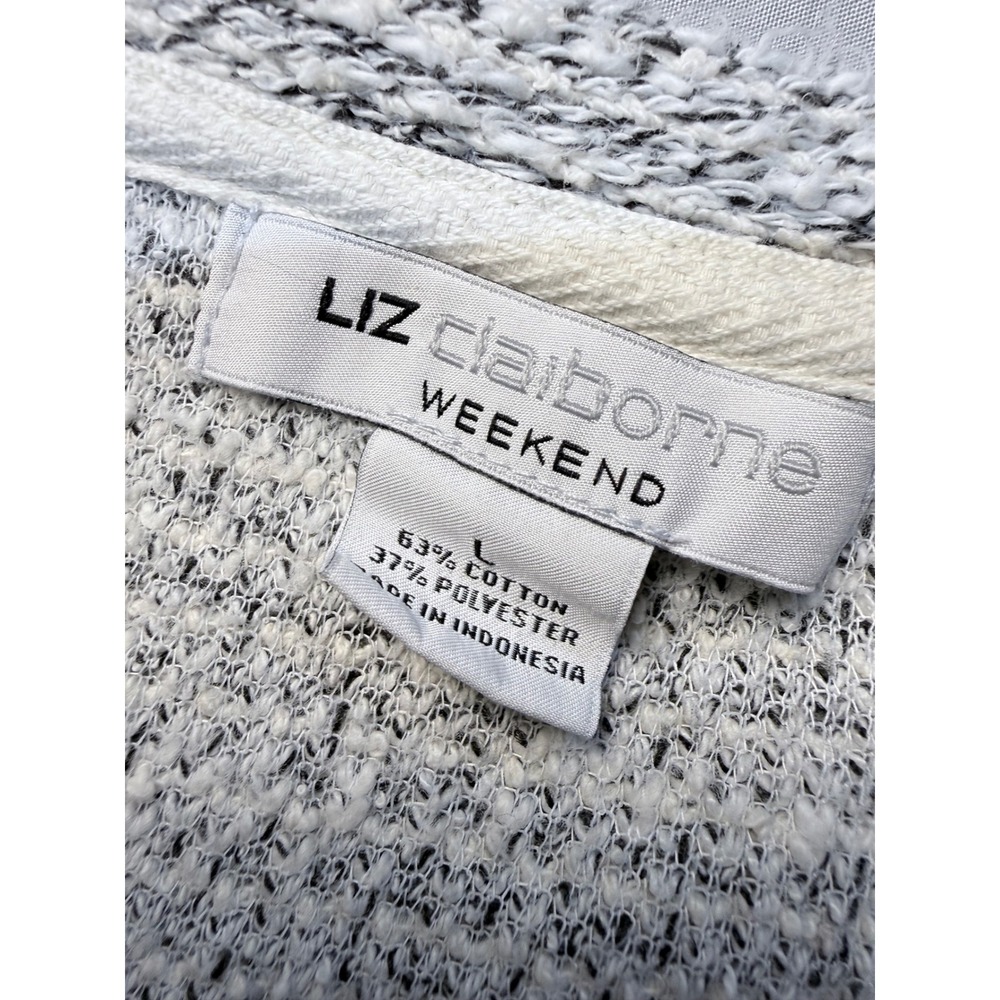 Liz Claiborne Weekend Womens Grey Marled Knit Short Sleeve Top Size L Raglan Hem - Picture 2 of 4